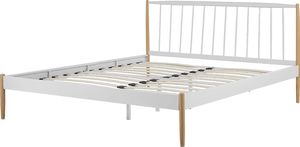 Beliani Łóżko metalowe 180 x 200 cm białe MAURS 4
