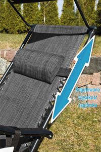 Saska Garden Leżak Ogrodowy Składany Grawitacyjny Z Daszkiem 175x52/65x110cm Szary (1032320) 11