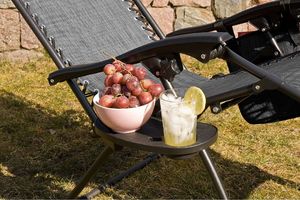 Saska Garden Leżak Ogrodowy Składany Grawitacyjny Z Daszkiem 175x52/65x110cm Szary (1032320) 6