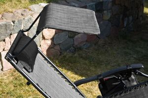 Saska Garden Leżak Ogrodowy Składany Grawitacyjny Z Daszkiem 175x52/65x110cm Szary (1032320) 7