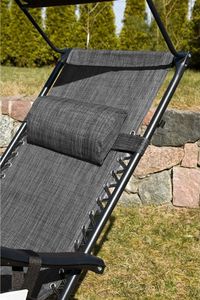 Saska Garden Leżak Ogrodowy Składany Grawitacyjny Z Daszkiem 175x52/65x110cm Szary (1032320) 8