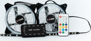 Wentylator 1stCOOL Aura Rainbow 2 2-pack + Pasek LED + Kontroler + Pilot (KIT-AURA-RAINBOW-ARGB2) 1