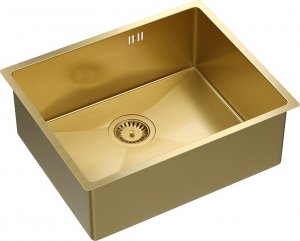 Zlewozmywak Quadron ANTHONY SteelQ zlewozmywak PVD złoty z syfonem 1-komorowy b/o wersja wpuszczana + szablon + zaczepy 2