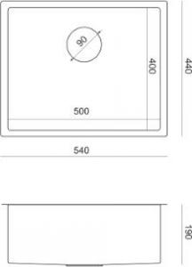 Zlewozmywak Quadron  Anthony SteelQ bez ociekacza 54 x 44 cm stalowy 3