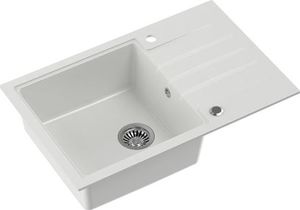 Zlewozmywak Steiner PETER 111 Steingran  granitowy biały 1-komorowy z/o (78x50x20) z syfonem i zaślepką 2