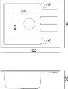 Zlewozmywak Steiner PETER 116 Steingran  granitowy szary 1-komorowy z/o (62x50x20) z syfonem i zaślepką 3