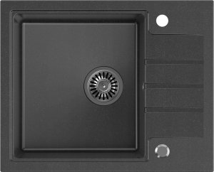 Zlewozmywak Steiner PETER 116 Steingran  granitowy czarny 1-komorowy z/o (62x50x20) z syfonem i zaślepką 2