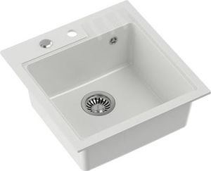 Zlewozmywak Steiner PETER 110 Steingran  granitowy biały 1-komorowy z/o (50x52x20) z syfonem i zaślepką 2