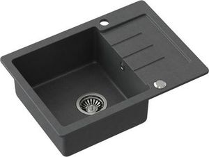 Zlewozmywak Steiner JOHNNY 116 Steingran  granitowy czarny 1-komorowy z/o (60x44x18,5), z syfonem i zaślepką stal szlachetna 2