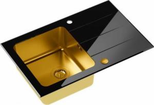 Zlewozmywak Quadron Ford 111 HardQ komora stalowa PVD złota z czarnym blatem szklanym 3