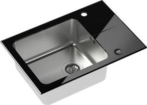 Zlewozmywak Steiner Hugh 116 komora stalowa z czarnym blatem szklanym 2