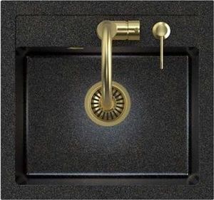 Zlewozmywak Steiner ART JOHNNY 110 (50x47x18,5) Steingran Art Gold Black Pearl z syfonem manualnym, baterią Naomi i dozownikiem - czarny opalizacja złota 2