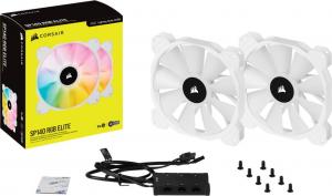 Wentylator Corsair iCUE SP140 RGB ELITE Performance Biały 2-pack + Lighting Node CORE (CO-9050139-WW) 10