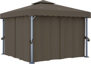 vidaXL Altana ogrodowa z zasłonami, 3 x 3 m, kolor taupe, aluminium 4