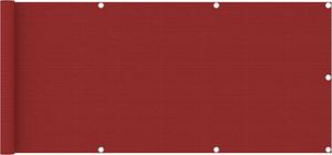 vidaXL Parawan balkonowy, czerwony, 75x400 cm, HDPE 1