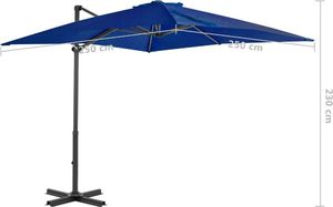 vidaXL Parasol wiszący na aluminiowym słupku, 250x250 cm, lazurowy 6