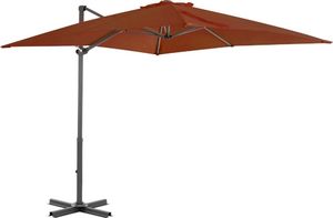 vidaXL Wiszący parasol na słupku aluminiowym, terakotowy, 250x250 cm 1