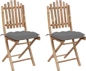 vidaXL Składane krzesła ogrodowe z poduszkami, 2 szt., bambusowe (3064003) 1
