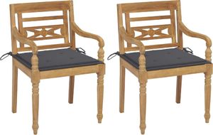 vidaXL Krzesła Batavia z antracytowymi poduszkami, 2 szt., tekowe (3062127) 1