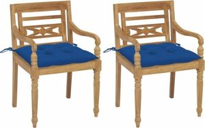 vidaXL Krzesła Batavia z jasnoniebieskimi poduszkami, 2 szt., tekowe (3062146) 1