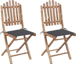 vidaXL Składane krzesła ogrodowe z poduszkami, 2 szt., bambusowe (3063987) 1
