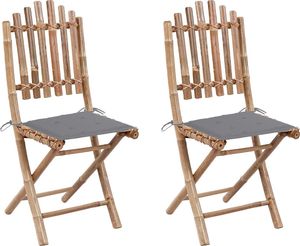 vidaXL Składane krzesła ogrodowe z poduszkami, 2 szt., bambusowe (3063988) 1