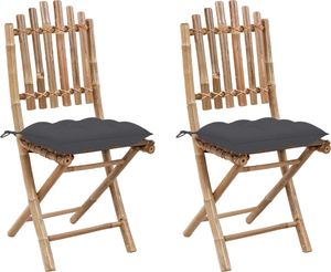 vidaXL Składane krzesła ogrodowe z poduszkami, 2 szt., bambusowe (3064002) 1