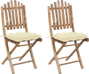 vidaXL Składane krzesła ogrodowe z poduszkami, 2 szt., bambusowe (3064004) 1