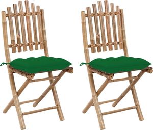 vidaXL Składane krzesła ogrodowe z poduszkami, 2 szt., bambusowe (3064007) 1