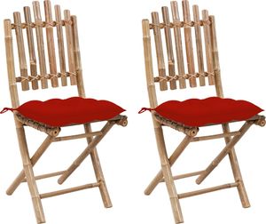 vidaXL Składane krzesła ogrodowe z poduszkami, 2 szt., bambusowe (3064008) 1