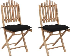 vidaXL Składane krzesła ogrodowe z poduszkami, 2 szt., bambusowe (3064009) 1