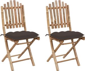 vidaXL Składane krzesła ogrodowe z poduszkami, 2 szt., bambusowe (3064010) 1