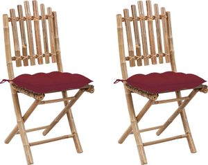 vidaXL Składane krzesła ogrodowe z poduszkami, 2 szt., bambusowe (3064011) 1