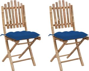 vidaXL Składane krzesła ogrodowe z poduszkami, 2 szt., bambusowe (3064012) 1