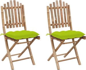 vidaXL Składane krzesła ogrodowe z poduszkami, 2 szt., bambusowe (3064013) 1