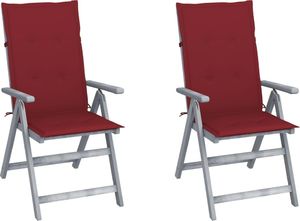 vidaXL Rozkładane krzesła ogrodowe z poduszkami, 2 szt., lita akacja (3064707) 1