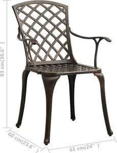 vidaXL Krzesła ogrodowe 2 szt., odlewane aluminium, brązowe (315570) 8