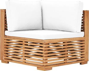 vidaXL Narożne siedzisko ogrodowe z kremową poduszką, drewno tekowe 1