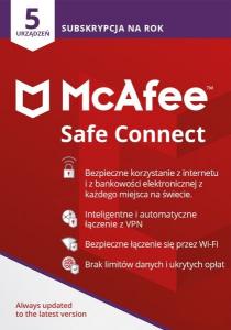 McAfee Safe Connect Premium 5 urządzeń 12 miesięcy  (MSC0AQNR5RAAD) 1