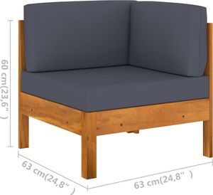 vidaXL 2-cz. zestaw wypoczynkowy do ogrodu, ciemnoszare poduszki (310637) 8