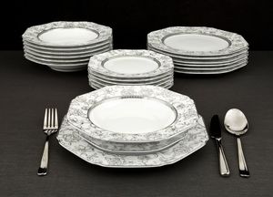 Villa & Tavola Komplet talerzy 6/18 Silver Rosa 1