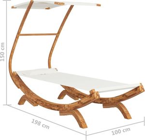 vidaXL Hamak z zadaszeniem, 100x198x150 cm, lite drewno świerkowe (313943) 7