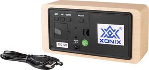 Xonix XONIX GHY-015YK Budzik na baterie, temperatura, godzina, data, 3 x alarmy, drewniana obudowa 2