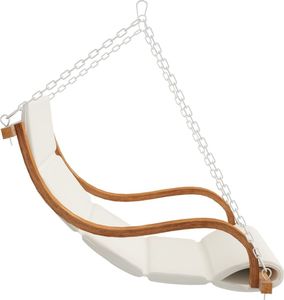 vidaXL Fotel powieszany, kremowa poduszka, świerk w kolorze teku (313941) 4