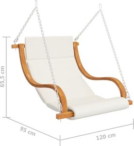 vidaXL Fotel powieszany, kremowa poduszka, świerk w kolorze teku (313941) 5