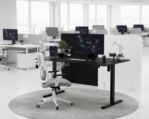 Krzesło biurowe SENSE7 Krzesło biurowe Tone Biało-szare + Biurko Nojo Czarne 140x70 4