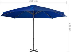 vidaXL Parasol wiszący na aluminiowym słupku, lazurowy, 300 cm 8