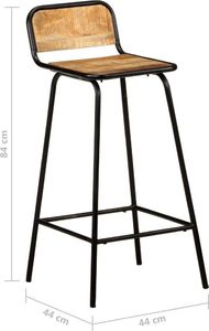 vidaXL Krzesła barowe, 2 szt., lite drewno mango 7