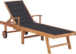 vidaXL Leżak z antracytową poduszką, lite drewno tekowe (3063006) 1