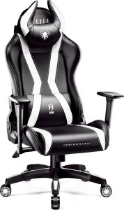 Fotel Diablo Chairs X-Horn 2.0 czarno-biały + EGON 1100 Białe 110 cmx60 cm 2
